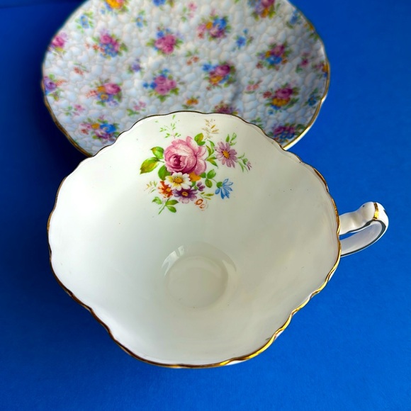 VTG Hammersley & Co England Teacup & Saucer 1940’s Pink Rose Floral CHINTZ 2348 - Picture 3 of 14